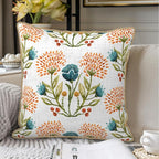 KSLIDS Floral Leaf Soft Velvet Throw Pillow Covers Set of 2 Orange Flowers Sage Green Leaves Decorative Pillow Covers 20x20 Inch Farmhouse Pillow Case for Sofa Couch Living Room Home Decor