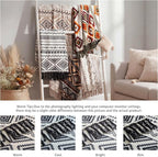 CASAAGUSTO Boho Throw Blanket - Black and White Decorative Blankets with Tassel, Printed Flannel Bohemian Blanket for Chair, Bed, Sofa, Couch(50 * 60, Black and White)