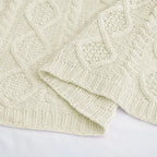Homiest Cable Knit Throw Blanket & Pillow Set, Cream White Set of 3, Knitted Blanket (50"x60") & 2 Pillow Covers (18"x18"), Soft & Cozy Decorative Set for Couch, Bed, Sofa