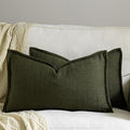 12x20 Linen Pillow Covers Olive Green Pack of 2 Farmhouse Boho Neutral Accents Striped Textured Rectangular Lumbar Decorative Throw Pillow Cases for Living Room Couch Bed Home Decor
