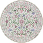 Lahome Sylvie Light Purple 4 ft Round Accent Rug, Small Circular Soft Mat for Nursery & Reading Nook, Machine Washable Low Pile Carpet for Cozy Self-Care Retreat Decor