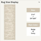 Runner Rug 2x7 Washable Non-Slip Hallway Runner Rugs for Kitchen Bathroom Laundry Room Beige Vintage Floor Carpet Runners for Hallways Entryway