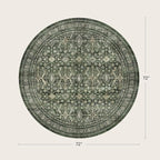 Lofus 6ft Area Rugs for Living Room, Green Washable Area Rug with Non-Slip Backing,Soft Boho Carpets for Bedroom Dining Room Home Office Indoor Nursery
