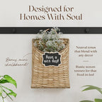 Boho Woven Wall Hanging Basket – Water Hyacinth Flat Back Basket for Front Door, Wall Mounted Storage & Entryway Organizer, Rustic Farmhouse Wall Decor, Housewarming Gift