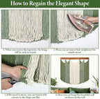 Dremisland Macrame Wall Hanging Dip-Dyed Large Boho Wall Decor Yarn Tapestry Handmade Sage Green Woven Tapestry Wall Art Decorations for Bedroom Living Room Nursery Apartment 31.5"x29.5"
