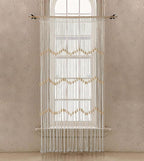 IOWER Macrame Curtain Beaded Doorway Panel White Boho Curtain for Bedroom Wedding Backdrop Room Divider Closet Apartment Living Room Kitchen Doors Home Decor 35''W x 70''L