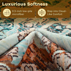 YJ.GWL Area Rugs for Living Room 4x6 Machine Washable Rugs for Bedroom, Non Slip Floral Vintage Rug Indoor Carpet, Stain Resistant Throw Rug for Dining Room Kitchen, Copper Tan
