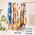 Boho Throw Blanket, 100% Cotton Ultra Soft Luxury Throw Rustic Quilt, 60"x80" Floral Bird Butterfly Farmhouse Decor Bed Blankets, All Season Rustic Reversible Bohemian Throw for Bed - Yellow
