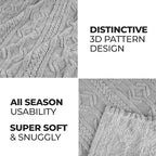Superior Fleece Boho Jacquard Blanket, Decorative Blankets for Bedroom, Sofa, Fuzzy, Plush, Fluffy, Soft, Cute Room Decor, Beautiful Cover, Comfort Essentials, Arctic Collection, King, Platinum