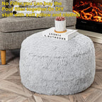 Asuprui Fur Ottoman Stool Unstuffed Footstool Cover Floor Pouf Foot Rest No Filler 20x20x12 Inches Round Poof Seat Foldable Floor Chair Storage for Living Room Bedroom Misty Gray Pouf Cover