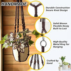 SATINIOR 12 Pcs Macrame Plant Hangers Handmade Boho Hanging Planters 12 Different Tiered Designs with 12 Hooks for Flower Pots Indoor Outdoor Decorative Wall Hanging Baskets for Home(Classic,Brown)
