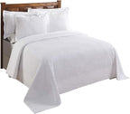 Better Trends Chenille Bedspreads King Size, White 100% Cotton Chenille Stripe Design Tufted Bedding Coverlet Soft Lightweight, 120"x110" 1 Piece Jullian Collection