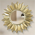 24" Gold Sunburst Decorative Wall Mirror – Handmade Flower Design, Luxury Round Accent Mirror Boho Wall Decor for Bedroom,Entryway, Dining Room & Kitchen