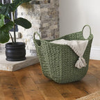 Household Essentials Natural Woven Wicker Storage Basket with Handles