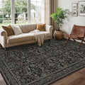 GarveeHome 8x10 Area Rugs Washable Rug for Living Room, Boho Vintage Large Area Rug for Bedroom Soft Non Slip Low Pile Indoor Stain Resistance Throw Carpet for Dining Room Office Black