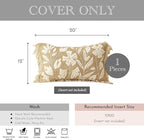 BlissBlush Jute Decorative Spring Accent Lumbar Throw Pillow Cover 12X20, Neutral Floral Farmhouse Textured Pillowcase for Couch Sofa Living Room,Outdoor Lounge(Cover Only)