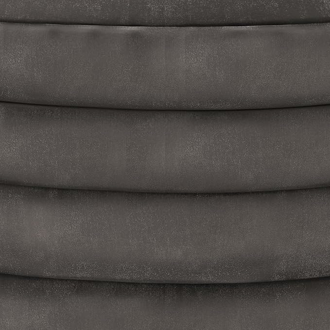 SIMPLIHOME Vivienne Boho Round Pouf in Grey Velvet Fabric for the Living Room, Bedroom and Kids Room