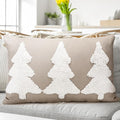 Mixweer Christmas Tree Pillow Covers 12 x 20 Inch Christmas Pillow Covers Neutral Xmas Decor Neutral Tufted Embroidery Decorative for Winter Sofa Home Living Room Bedroom Holiday Decor