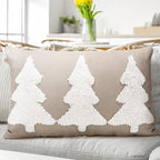 Mixweer Christmas Tree Pillow Covers 12 x 20 Inch Christmas Pillow Covers Neutral Xmas Decor Neutral Tufted Embroidery Decorative for Winter Sofa Home Living Room Bedroom Holiday Decor