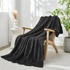 lifein Throw Blanket for Couch-Black Boho Throw Blanket, Soft Fleece Plush Lightweight Blankets&Throws for All Seasons, Fuzzy Decorative Blankets for Livingroom Bed Sofa Chair (50x60, Black)