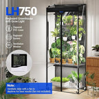 Barrina LH750 Pegboard Indoor Greenhouse with Grow Light, Plant Cabinet with 4PCS 5000K Full Spectrum Grow Lamps, 3 Adjustable Pegboards, 2 Racks, Wheel, for Foliage Plant, Seedling, 29.5x13.8x67.9IN