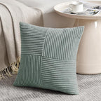 Fancy Homi 2 Packs Grey Blue Samll Decorative Throw Pillow Covers 14x14 Inch with for Couch Bed Sofa, Rustic Farmhouse Boho Home Decor, Soft Corss Patchwork Corduroy Square Cushion Case 35x35 cm