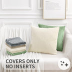 Simmore Decorative Spring Throw Pillow Covers 18x18 Set of 2, Soft Natural Plush Flannel Double-Sided Fluffy Couch Pillow Covers for Sofa Living Room, Cream White