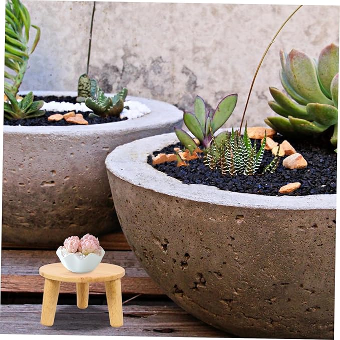 Boho Plant Stands Indoor Wooden Stool Display Stand for Home Minimalist Design