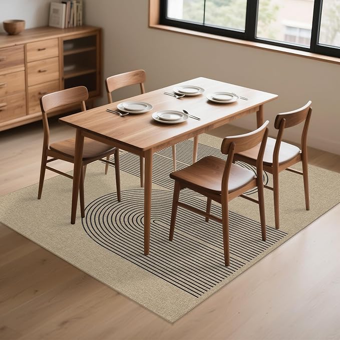 Easy Jute Rug 5x7: Indoor Outdoor Natural Boho Area Rugs for Living Room Patio Washable - Farmhouse Neutral Contemporary Carpet Mat for Entryway Bedroom Kitchen Backyard Sunroom Non Slip