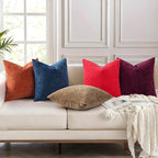 decorUhome Chenille Brown Spring Euro Sham Throw Pillow Covers 26x26 Inch Set of 2, Decorative Soft Couch Pillow Covers Solid Dyed Accent Farmhouse Neutral Square Pillow Cases for Sofa