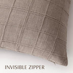 Foindtower Set of 2 Decorative Linen Check Throw Pillow Covers Neutral Farmhouse Vintage Cushion Covers Modern Boho Home Decor for Sofa Chair Couch Bedroom Living Room,24×24 Inch,Tan Taupe