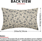 Grey Floral Pillow Covers 12x20 Set of 2 Vintage Rustic Old Style Cute Small Flower Gray Cream Print Rectangle Decorative Outdoor Pillowcases Fall Farmhouse Throw Cushion Case Couch Sofa Bed Decor