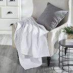 VHC Brands 100% Cotton Waffle Weave White Throw 50x60, Decorative Cotton Throw Blanket, Boho Farmhouse Bedroom, Living Room Decor for Bed, Couch, or Sofa