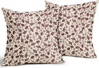 Burgundy Floral Pillow Covers 24x24 Set of 2 Vintage Rustic Old Style Cute Small Flower Burgundy Red Cream Print Decorative Outdoor Pillowcases Farmhouse Throw Cushion Case Decor for Couch Sofa Bed