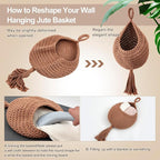 Honeydak Boho Decor Hanging Wall Baskets for Kitchen 3 Pack Teardrop Baskets with Hooks Storage Fruit Onion Vegetable Potato for Home 3 Sizes(White,Tassel,Cotton Rope)