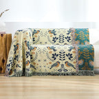Boho Throw Blanket for Couch 100% Cotton Organic Ultra Soft Breathable Rustic Quilt 50" x 60" Birds and Floral Throw for Sofa Chair Bed Couch Chair