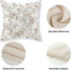 Tan Khaki Pillow Covers 18x18 Set of 2 Vintage Floral Chinoiserie Throw Pillows Rustic Toile Flower Decorative Pillowcase Outdoor Chinoiserie Decor Farmhouse Linen Cushion Case for Couch Sofa