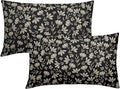 Vintage Flower Lumbar Pillow Covers 12x20 Set of 2 Rustic Old Style Cute Small Floral Black Cream Decorative Throw Pillows Outdoor PillowCase Farmhouse Linen Long Cushion Case Decor for Sofa Couch Bed