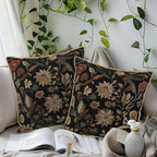 KSLIDS Vintage Floral Brown Black Soft Velvet Throw Pillow Covers Set of 2 Retro Boho Flower Leaves Decorative Pillow Covers 16x16 Inch Bohemian Pillow Case for Sofa Couch Farmhouse Home Decor