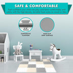 ProSource Foam Puzzle Floor Play Mat for Kids and Babies with Solid Colors, 36 or 16 Interlocking Tiles with Borders, White/Grey/Beige