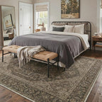 GENIMO 5x7 Area Rugs for Living Room, Machine Washable Non Slip Vintage Rugs, Low Pile Lightweight Chenille Print Rug for Bedroom, Dining Room, Home Office, Vintage Chocolate