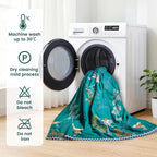 MSGKV The Boho Layer: 60"x80" Cotton Throw Blanket – Full Size for Couch Snuggles, Twin Bed Topper | Lightweight & Breathable Reversible Aviary Botanical Pattern, Decorative Accent