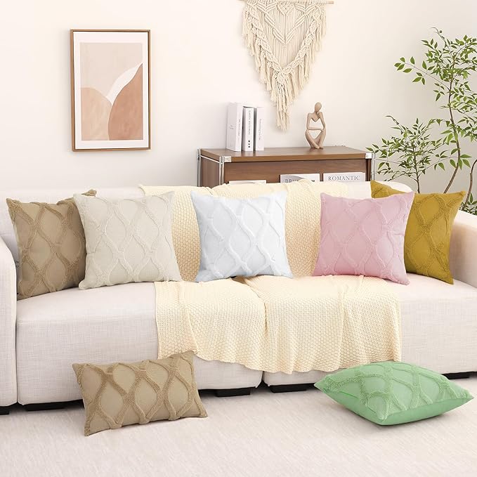 decorUhome Spring Euro Sham Throw Pillow Covers 26x26 Inch Set of 2, Soft Plush Faux Fur Wool Olive Green Accent Couch Pillow Covers for Modern Farmhouse Bed Sofa Living Room