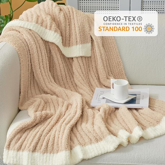 Snuggle Sac Queen Size Blanket for Bed, Soft Luxurious Bedding Blankets, Large Fuzzy Plush Microfiber Blankets, Beige, 90x90 inches
