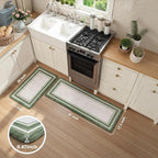 KIMODE Kitchen Mats Cushioned Anti Fatigue, Farmhouse Christmas Kitchen Rugs Sets of 2, Non Slip Kitchen Mats for Floor, Comfort Kitchen Floor Mats for Sink Laundry Desk 17"x47"+17"x29" Green