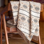 CASAAGUSTO Boho Throw Blanket - Brown White Decorative Blankets with Tassel, Printed Flannel Bohemian Blanket for Chair, Bed, Sofa, Couch(60 * 80, Brown White)