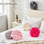 Uvvyui Knot Pillows, 14 Inch Decorative Throw Pillows Round Pillows Cushion, Soft Handmade Knotted Ball Pillow Plush Cushion Home Decor for Bed Couch Living Room (Rose Red, 14 Inch)
