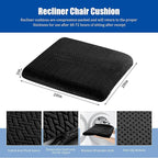 HOMBYS Tufted Furry Recliner Seat Cushion for Elderly Foam Curved Edge Large Square Seat Cushion for Recliner Chair, Floor Pillow, Office Chair, Car, No Pressure on Thighs(Black)