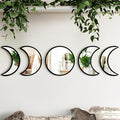 5-Piece Black Acrylic Moon Phase Wall Mirror Set - Shatterproof Safety Design, Easy Stick-On Installation, Boho Celestial Decor for Bedroom Living Room