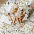 5x7 Area Rugs Gray Rust Low Pile Indoor Washable Trendy Faded Style Rugs for Bedroom Living Room Dining Room Foldable Non-Slip Thin Print Mat